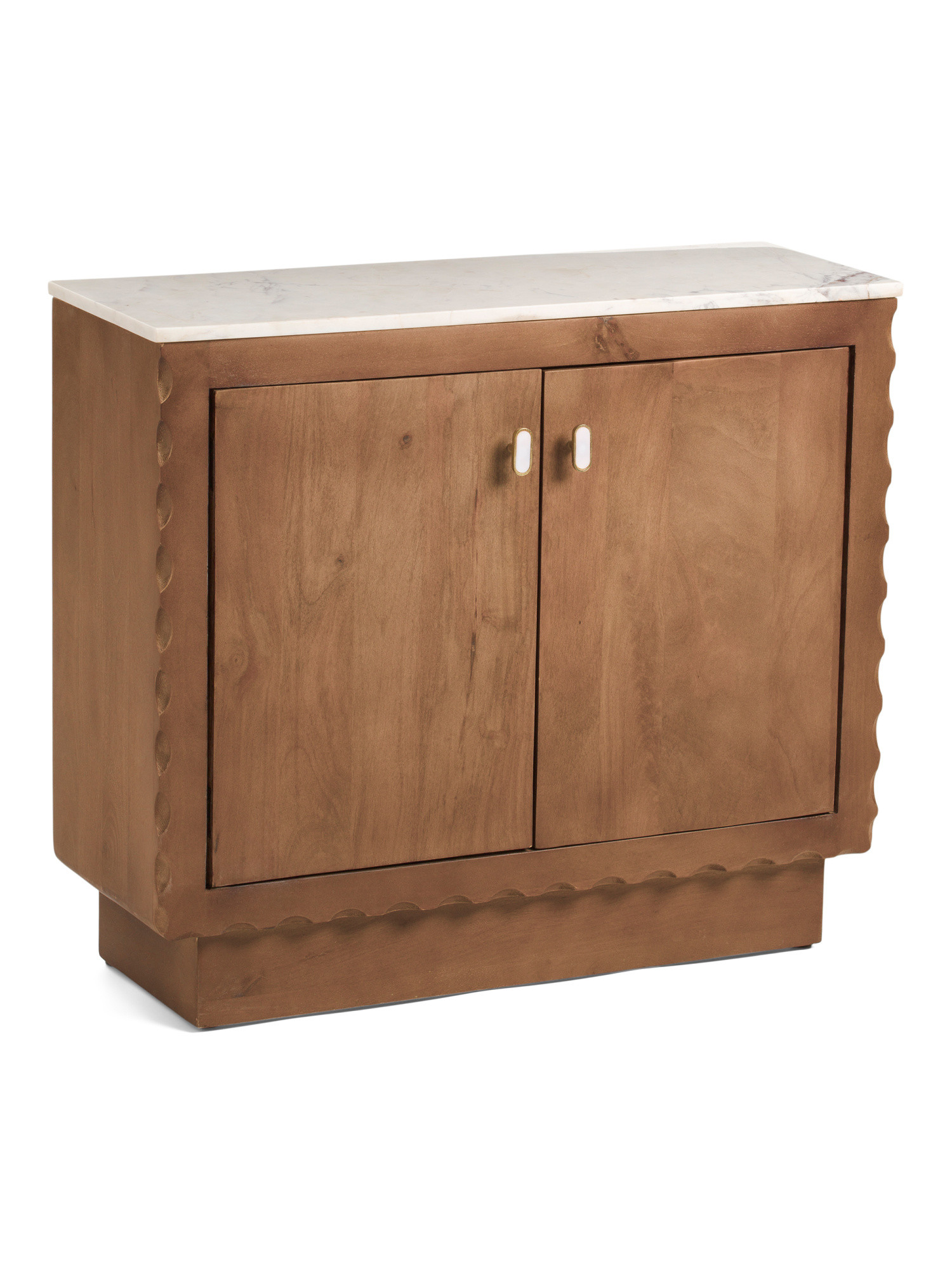 38in Marble Top And Solid Wood 2 Door Cabinet With Scalloped Trim | Marshalls
