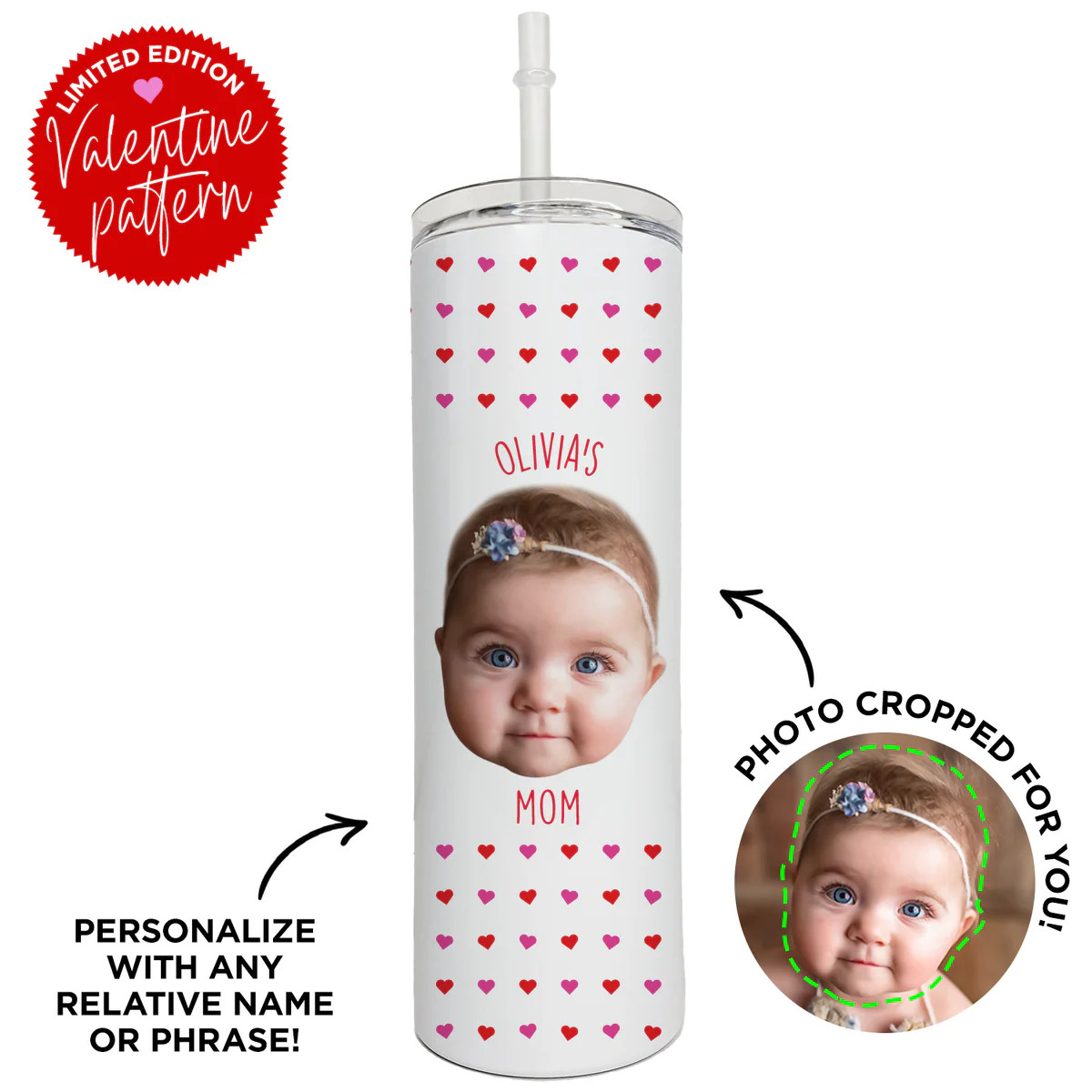 Personalized Heart Skinny Tumbler | Type League Press