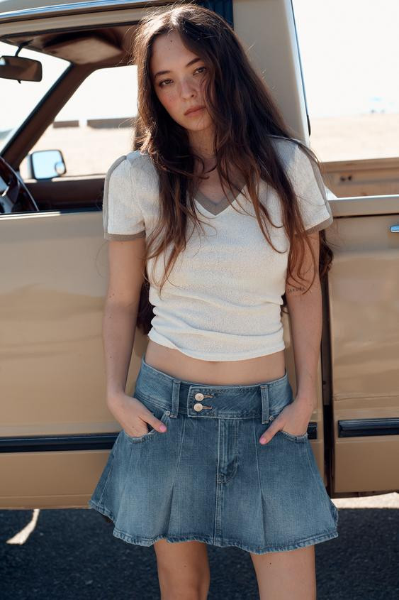 TRF RIPPED DENIM SKIRT | Zara US