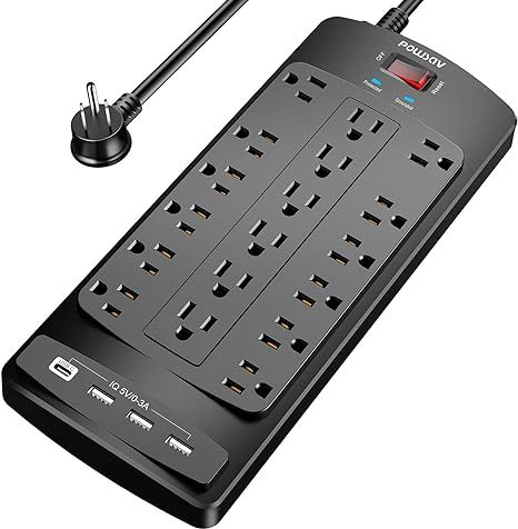 18 Outlets Surge Protector Power Strip - 6 Feet Flat Plug Heavy Duty Extension Cord with 18 Widel... | Amazon (US)