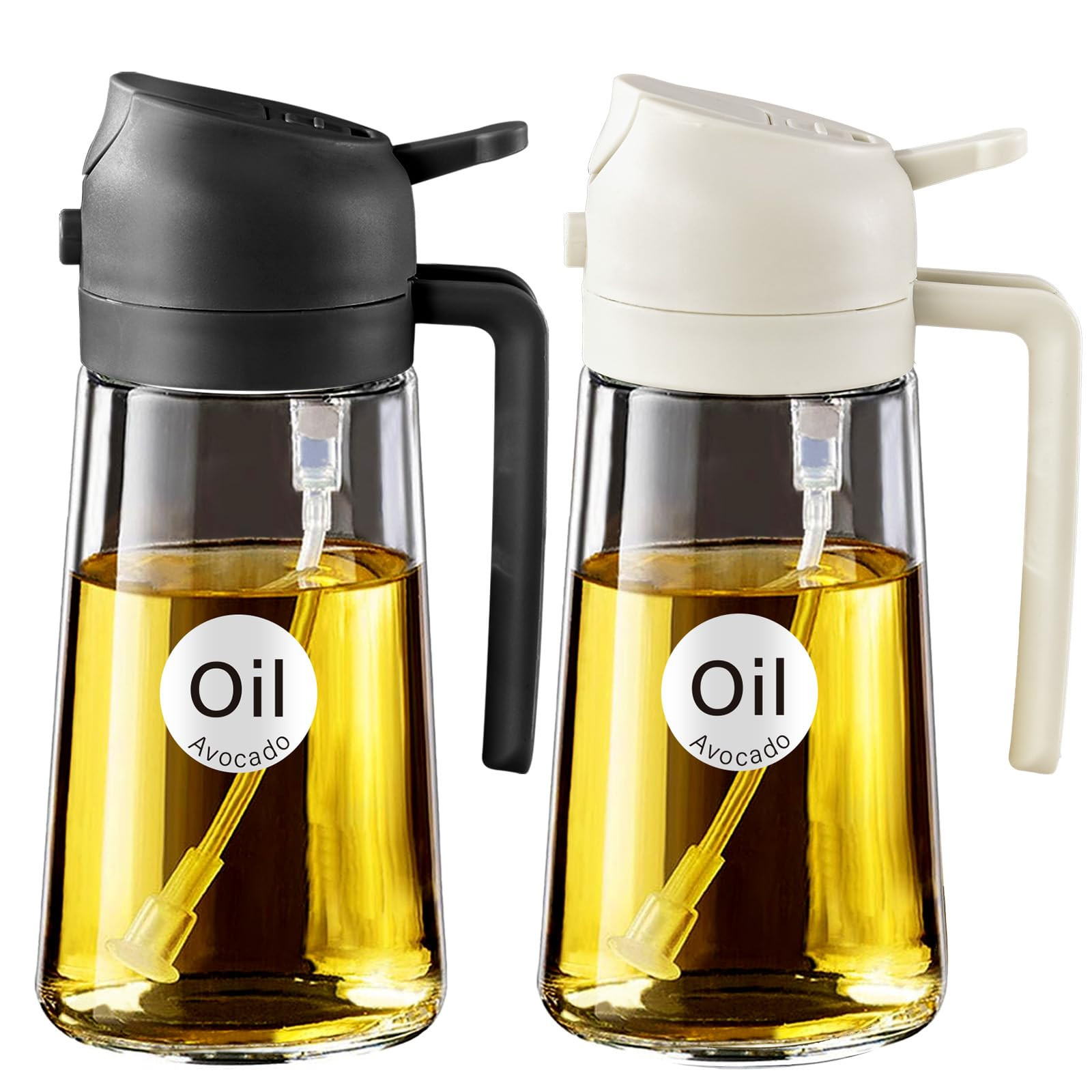 YARRAMATE 2Pcs 16oz/470ml 2 in 1 Oil Sprayer for Cooking with Stickers, Food-grade Glass Oil Spra... | Amazon (US)
