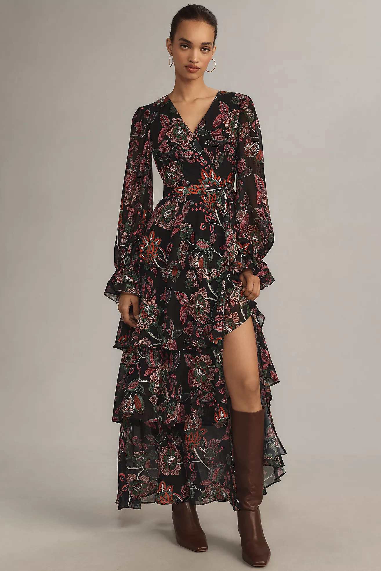 Hutch Long-Sleeve V-Neck Wrap Maxi Dress | Anthropologie (US)