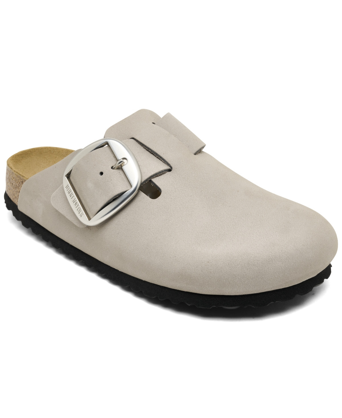 Birkenstock Women's Boston Big Buckle Nubuck Leather Clogs from Finish Line - Stone Coin | Macy's