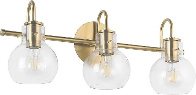SOLFART Gold Bathroom Light Fixtures 3 Globe Glass Vanity Light Bathroom Lighting Fixtures Modern... | Amazon (US)