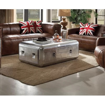 Annessia Rectangular Coffee Table with Storage (1 Drawer), Patchwork Aluminum Frame | Wayfair North America