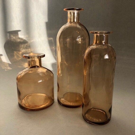 Apothecary Bottle Shape Glass Vases Nordic Style Muted Amber - Etsy | Etsy (US)