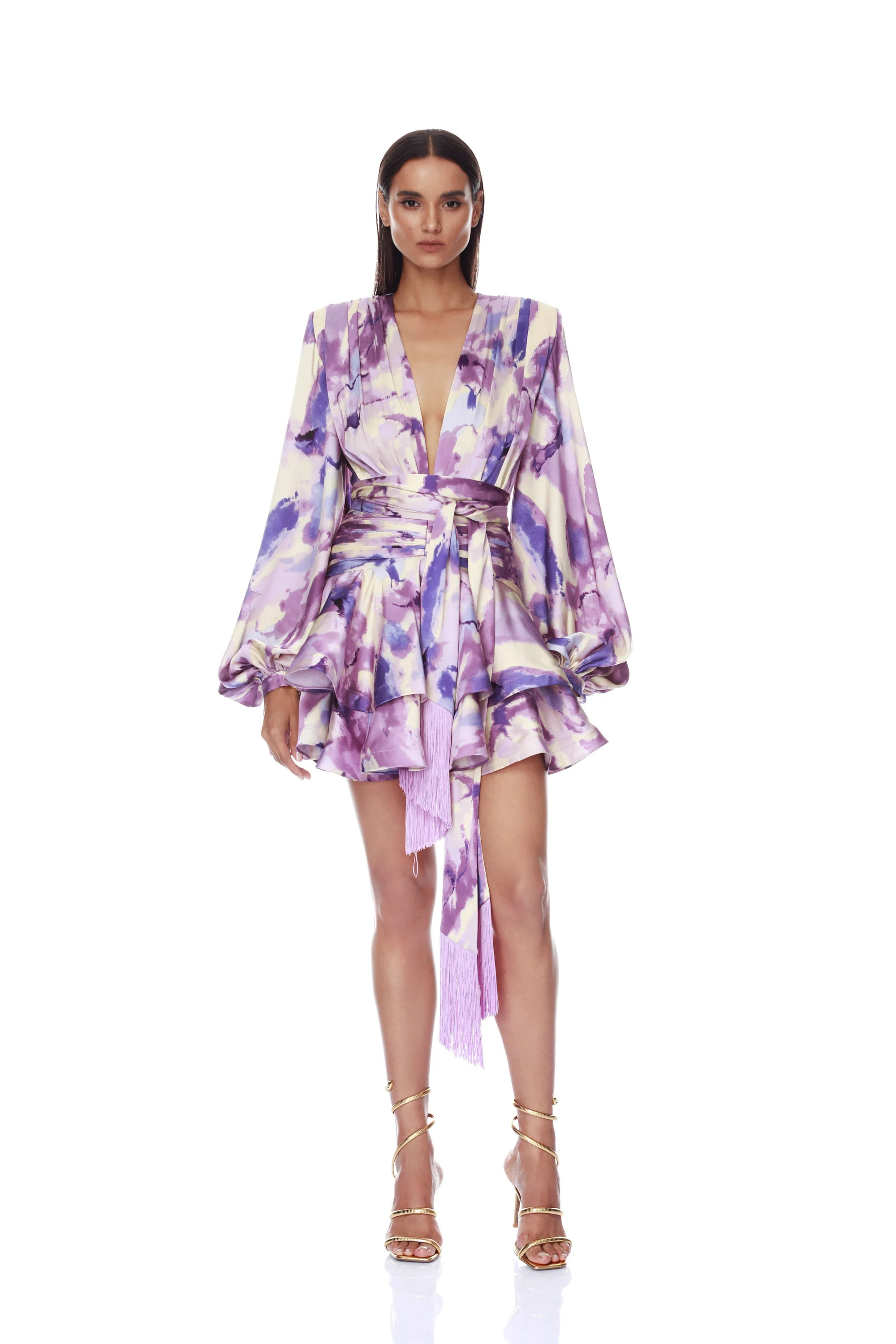 Wisteria Bedouin Coastal Purple Multi Mini Dress | Bronx and Banco