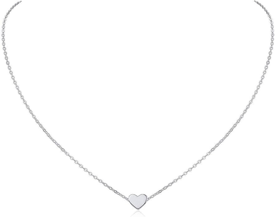 ChicSilver Personalized 925 Sterling Silver Dainty Small Heart/Star/Moon/Dot/Triangle Pendant Nec... | Amazon (US)