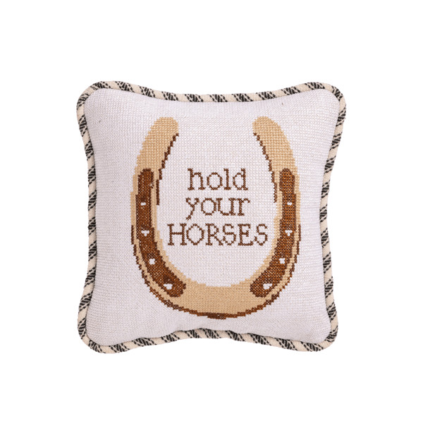 Horseshoe Needlepoint Mini Pillow | Mud Pie