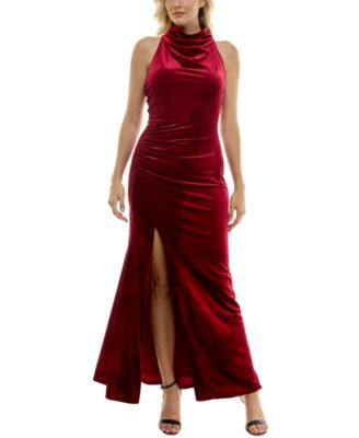 Taylor Women's Velvet Halter Cowlneck Twist-Back Gown - Macy's | Macy's