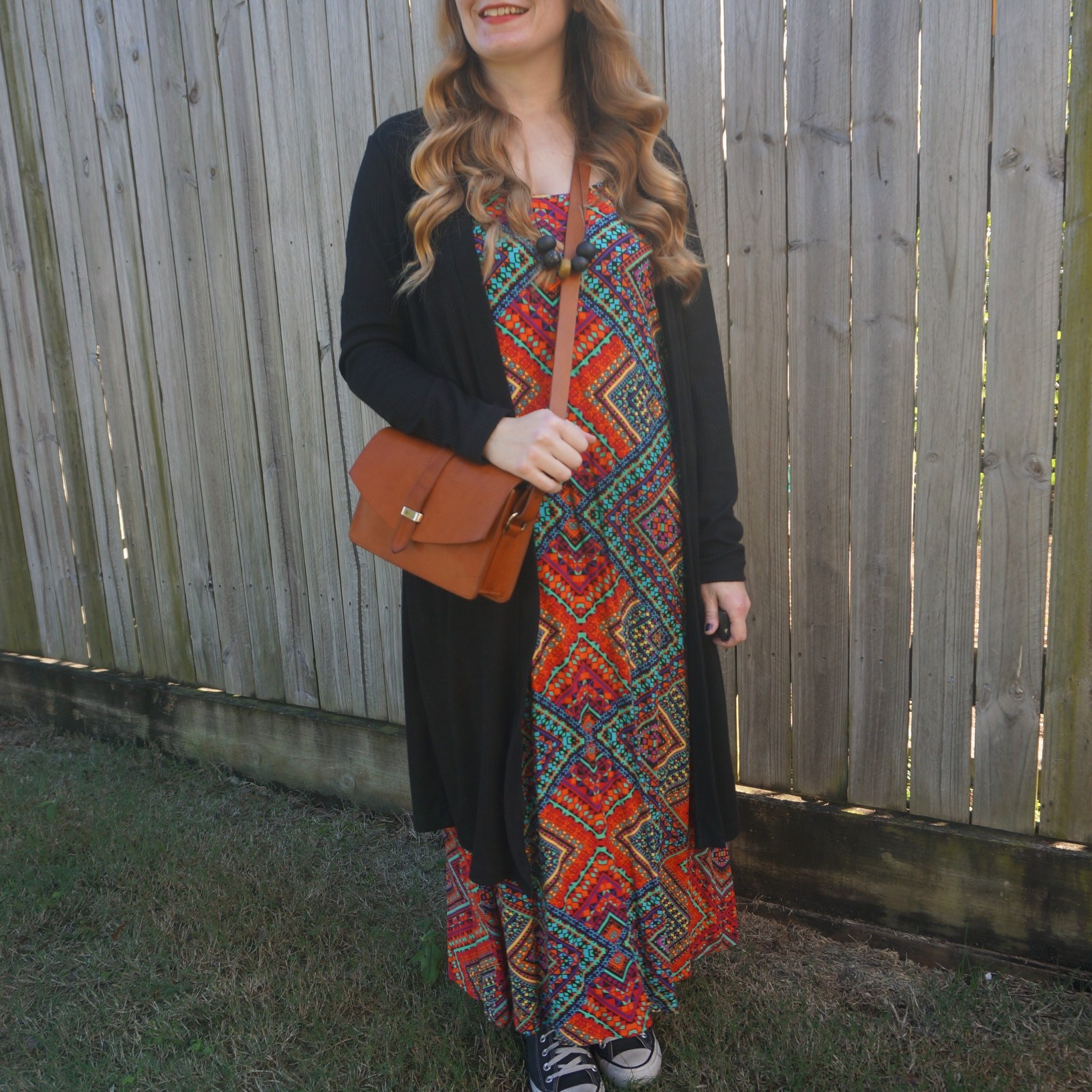 Thrifted outfit again (except the converse) with geometric print maxi dress, long black cardigan and vintage Sezane bag ❤️

#LTKaustralia #LTKwinter