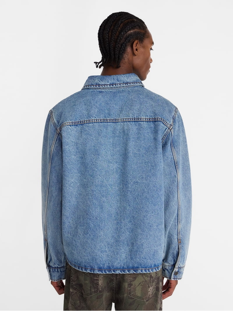 No Boundaries Denim Shacket with Long Sleeves, 100% Cotton 14 oz Denim, Men's XS-4XLT | Walmart (US)