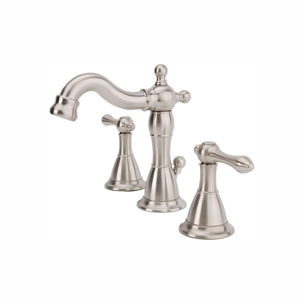 Bellver 8 in. Widespread 2-Handle Mid-Arc Bathroom Faucet in Brushed Nickel | The Home Depot