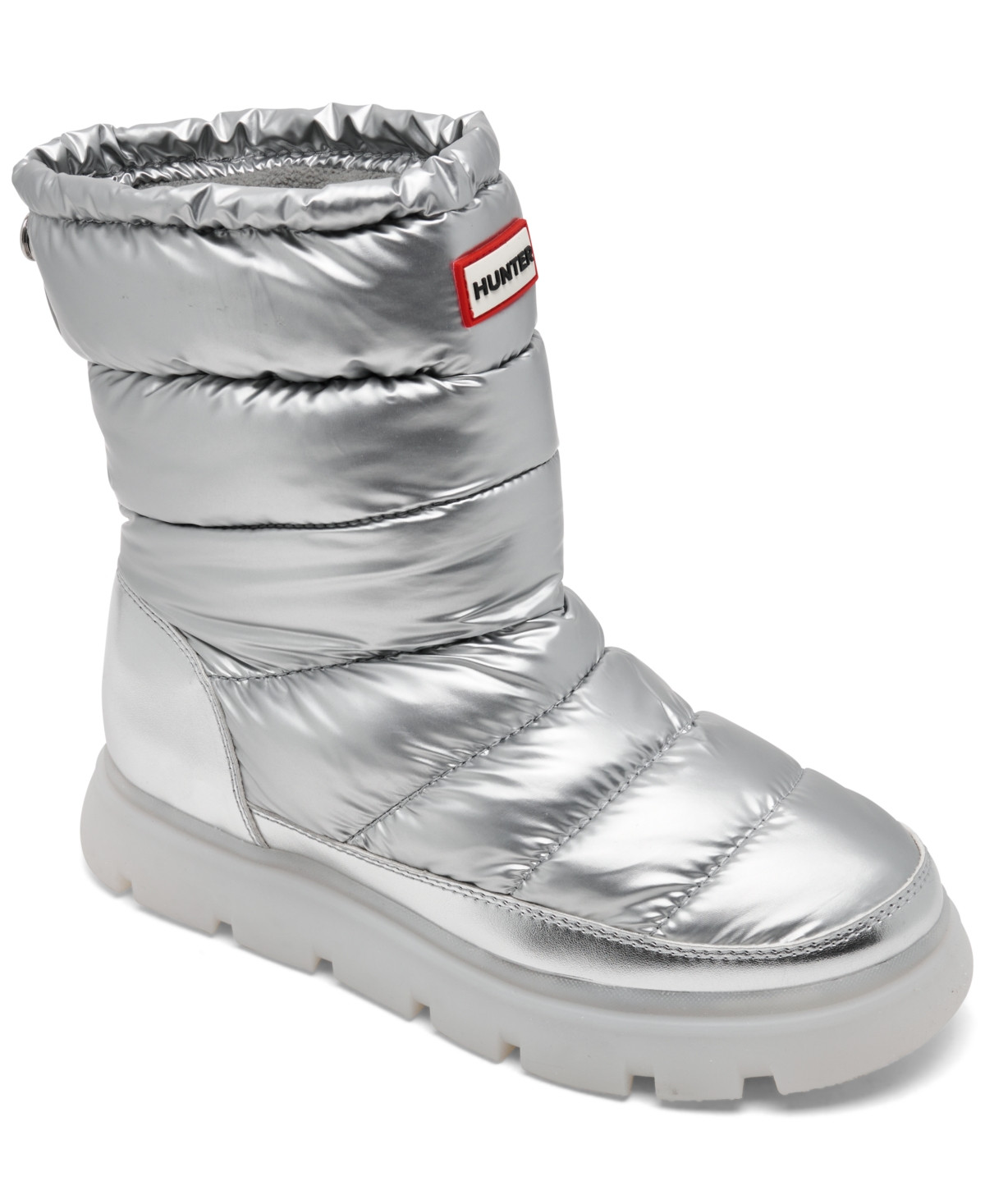 Hunter Women's Maribel Lug Sole Insulated Waterproof Snow Booties from Finish Line - Silver | Macy's