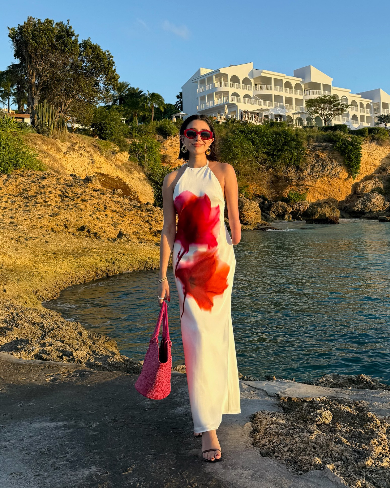 one of my favorite dresses I wore on the trip!! wearing size xsmall 🧡 #statementdress #summerlooks #beachlooks 