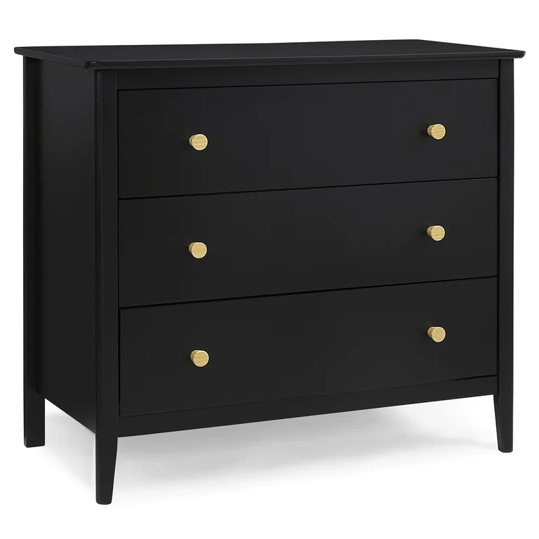 Delta Children Casey 3 Drawer Dresser with Interlocking Drawers, Black Ebony/Natural | Walmart (US)