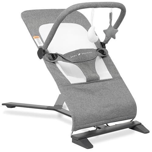Baby Delight Alpine Deluxe Portable Bouncer | Infant | 0 – 6 months | Charcoal Tweed | Amazon (US)