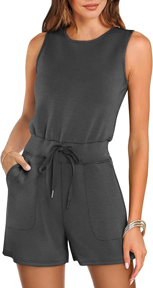 ANRABESS Romper for Women Summer Dressy Casual 2024 Fashion Outfits Sleeveless Cute Cozy Lounge S... | Amazon (US)