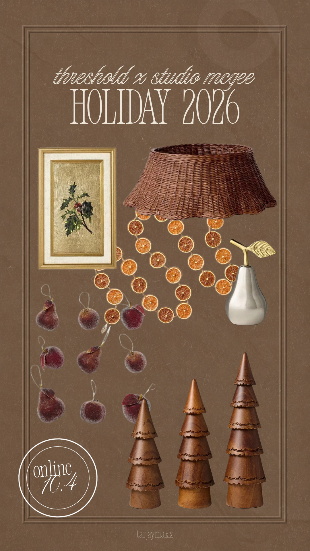 A few of my favorite picks from the new Threshold designed with Studio McGee Holiday 2026 collection! I am NOT missing out on that tree skirt this year! It sold out so fast last year!

I’m loving all of the rich wood tones, vintage-inspired details, dried fruit accents, and warm textures this year. These are the pieces immediately going on my wishlist when the collection launches online at Target on 10/4! 

 #LTKSeasonal #LTKHome