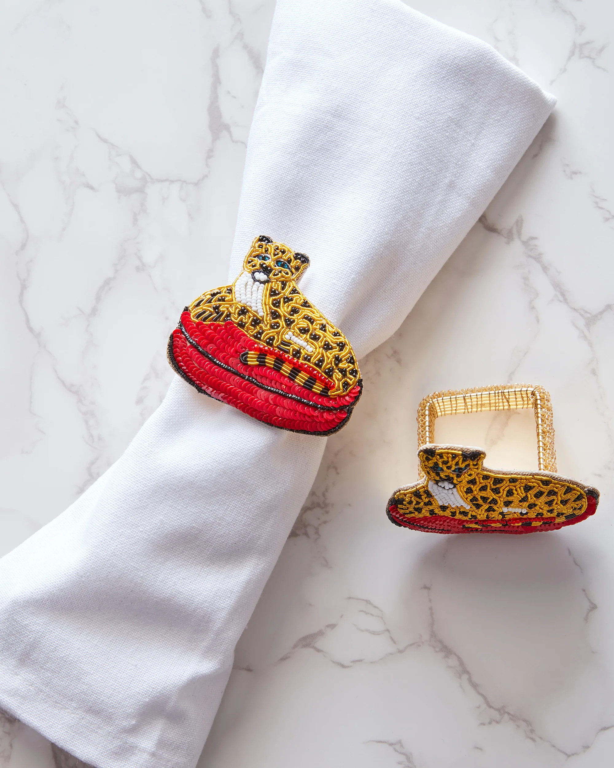 Royal Cheetah - Napkin Ring Set Of 2 - Gold Ink | Printfresh