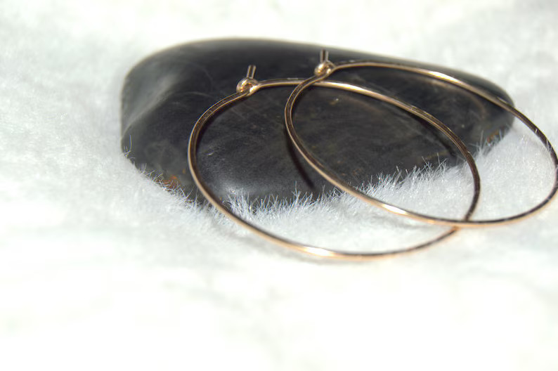 thin gold hoop earrings 1.5", 2" ,2.5", 2.75", 3" gold hoop earrings, small to large, 14k gold fi... | Etsy (US)