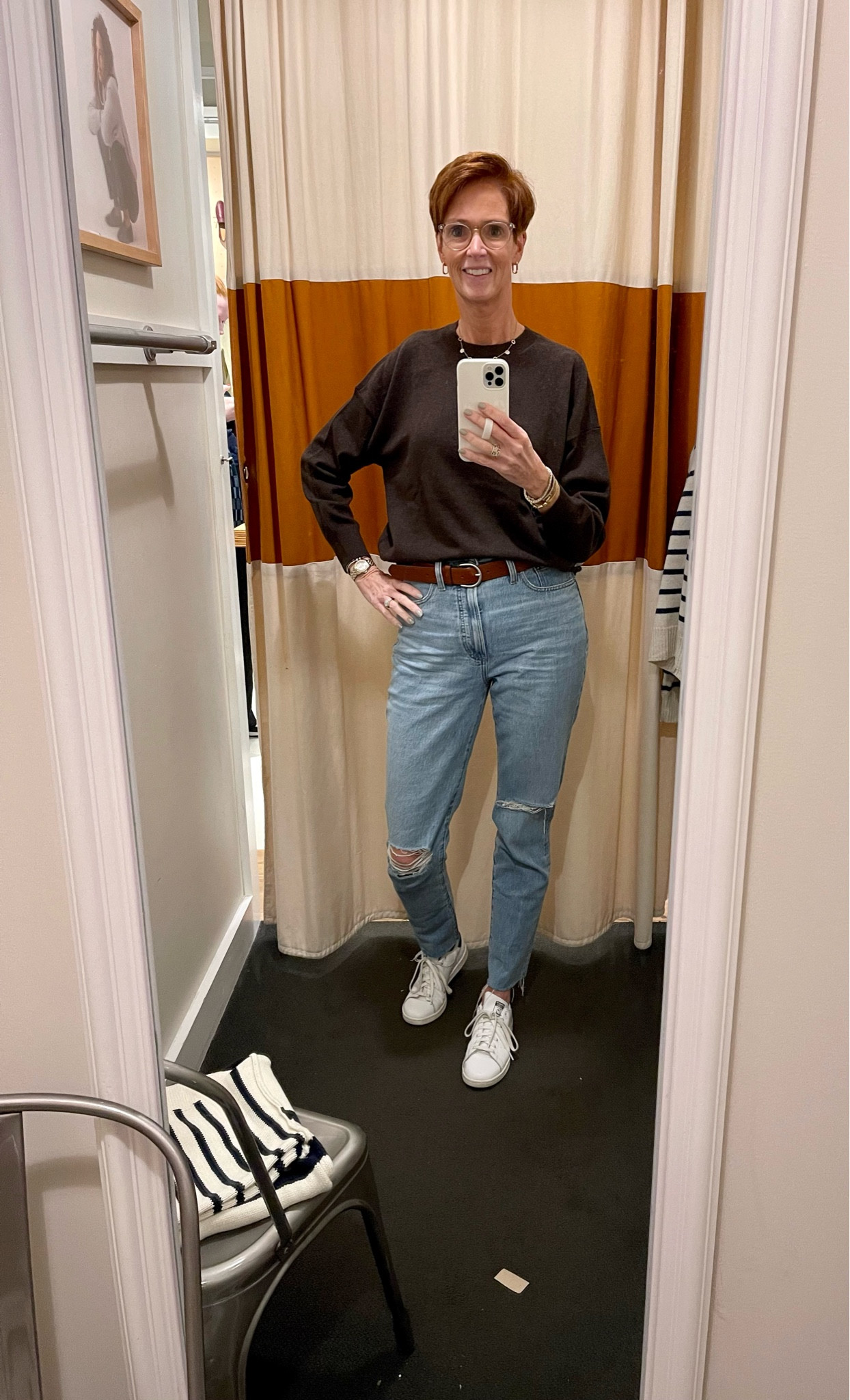 Madewell cashmere crewneck sweater. Comes in several collars. Runs slightly oversized. Wearing a medium. A great weight to wear as a layer or alone. Love this rich brown color that is really on trend for fall.

workwear, teacher outfit, jeans, boots, fall fashion, fall outfit idea, fall style, fall photos

#madewell

#LTKSale #LTKsalealert #LTKover40