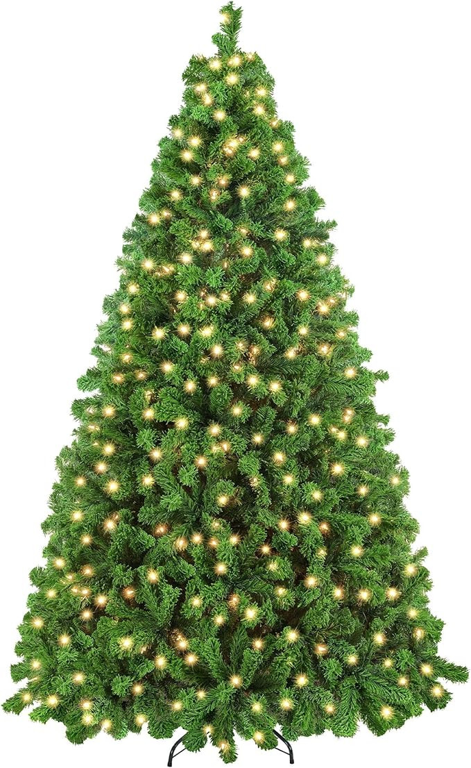 Yaheetech 7.5ft Pre-lit Artificial Christmas Tree with Incandescent Warm White Lights, Flocked Pr... | Amazon (US)