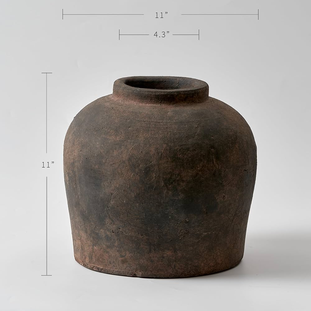 LB2 Brown Ceramic Large Vase, 11" Tall Zen Style vase, Terra Cotta Pitcher, Distressed Farmhouse ... | Amazon (CA)