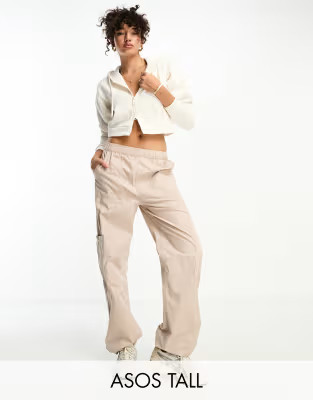 ASOS DESIGN Tall clean pull-on cargo pants in stone | ASOS (Global)