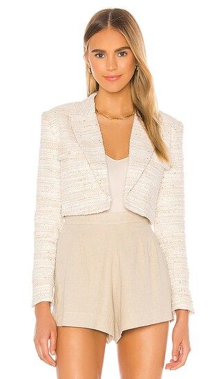 L'Academie The Anika Crop Blazer in Ivory. - size XS (also in L, M, S, XL) | Revolve Clothing (Global)