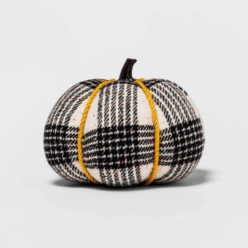 Halloween 5.5"" Harvest Black Tweed/Plaid Speckle Fabric Wrapped Pumpkin - Hyde & EEK! Boutique | Target