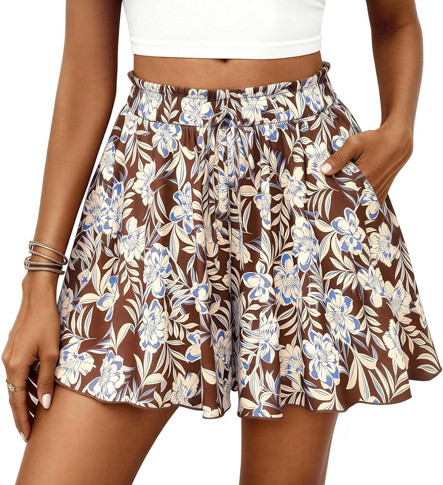 PRETTYGARDEN Women's Flowy Shorts Summer Fashion 2026 Beach Vacation Clothes Casual High Waist Wi... | Amazon (US)