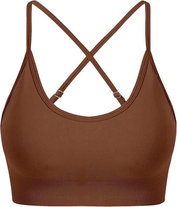 Women's Sports Bras Tie-dye Seamless Workout Criss Cross Gym Yoga Strappy Crop Bra | Amazon (US)