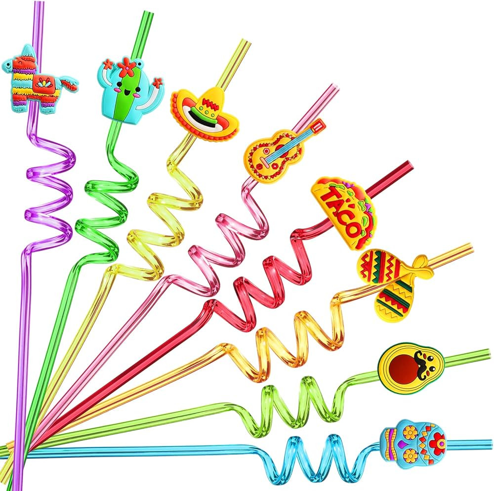 24 Cinco De Mayo Fiesta Party Favors Drinking Straws for Mexican Fiesta Taco Party Supplies with ... | Amazon (US)