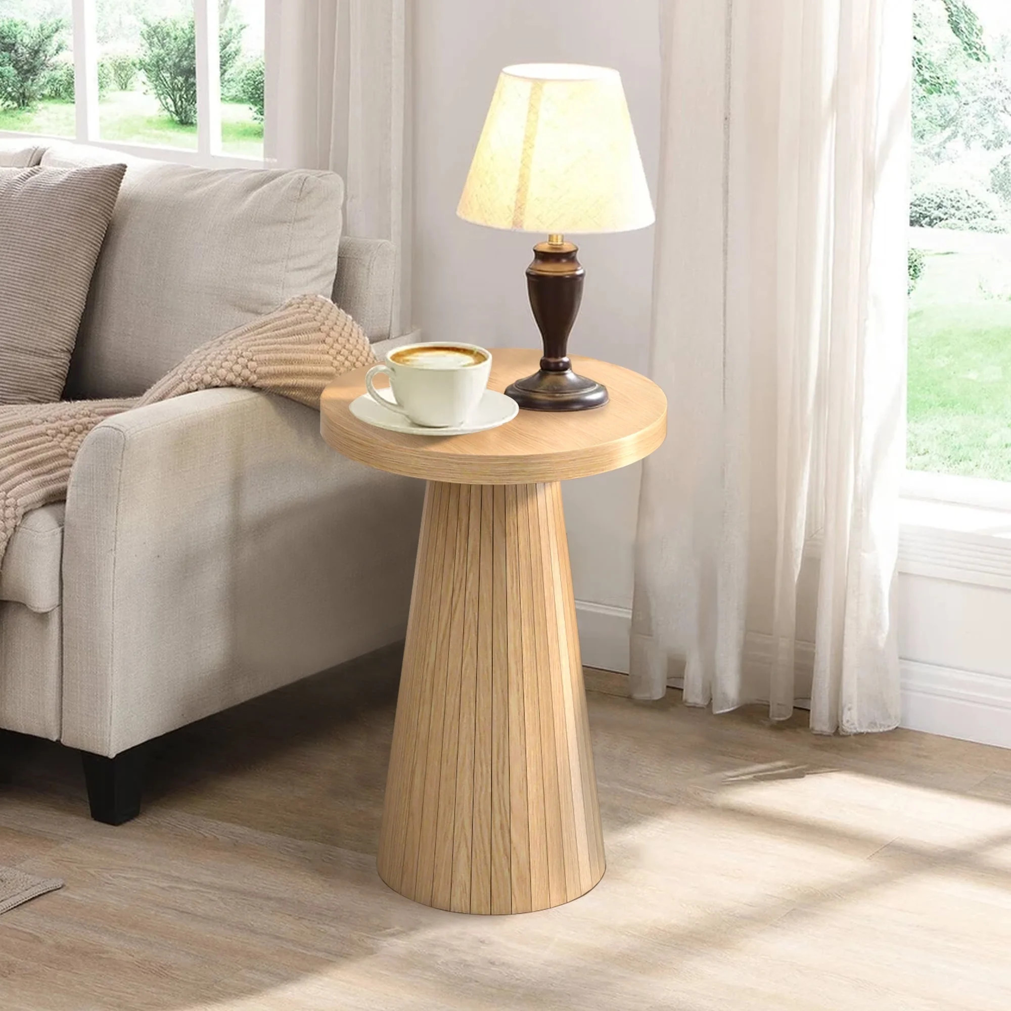 Small Round Pedestal End Table Fluted Drink Table Martini Table Accent Side Table for Living Room | Walmart (US)