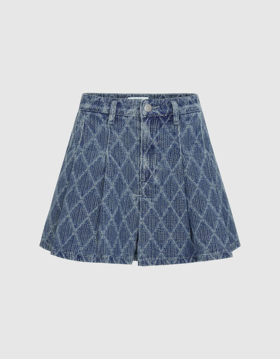 Pleated Mini Denim Skirt | Urban Revivo