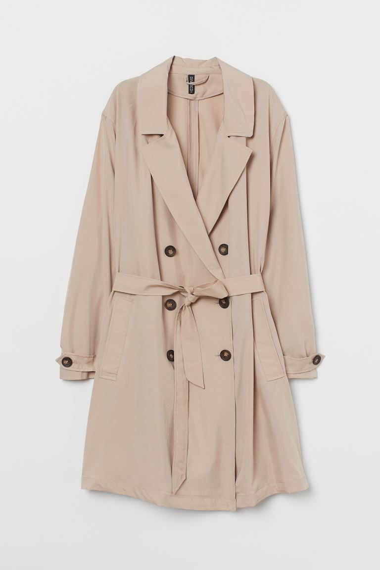 Trenchcoat in an airy weave made from a modal blend with notch lapels, buttons at the front and a... | H&M (UK, MY, IN, SG, PH, TW, HK)