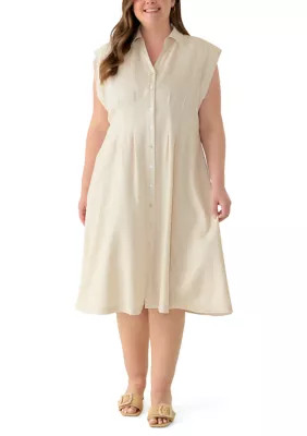 Plus Size Short Sleeve Seamed Front Shirt Dress | Belk