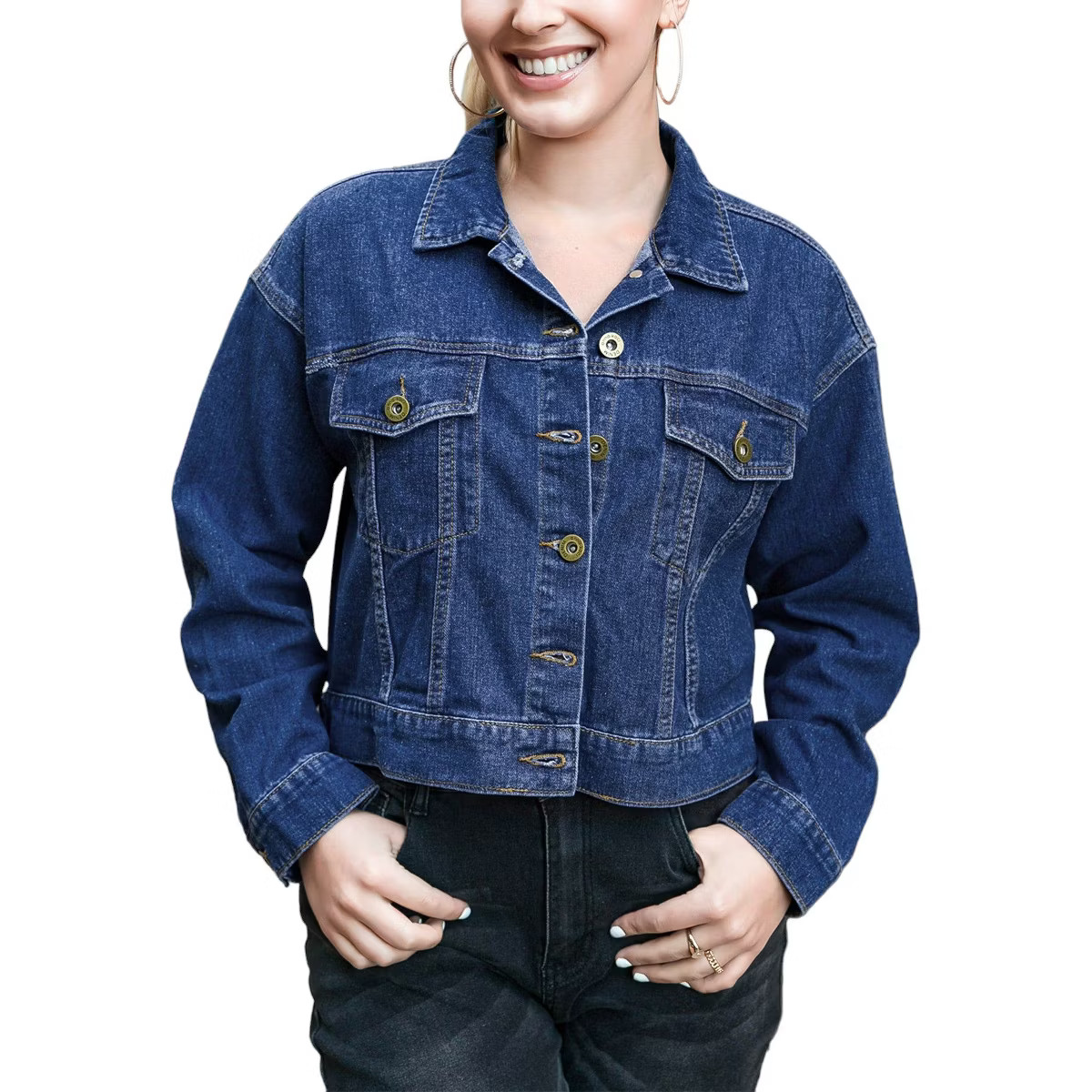 Anna-Kaci Women's Cropped Button Down Denim Jean Jacket with  Pockets for Casual Looks | Target