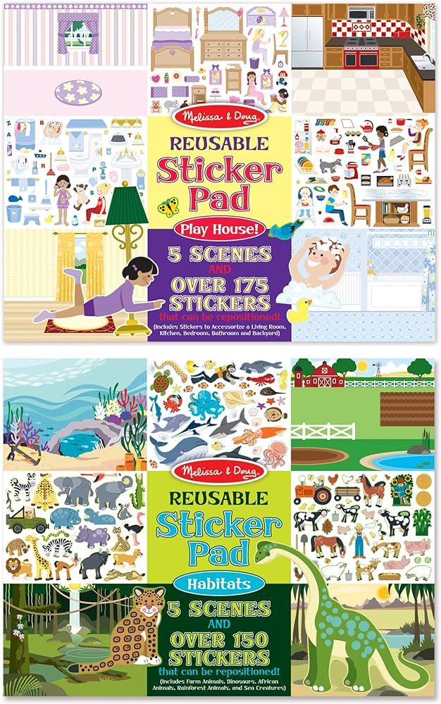 Melissa & Doug Reusable Sticker Pads Set: Play House and Habitats - 325 Stickers | Amazon (US)