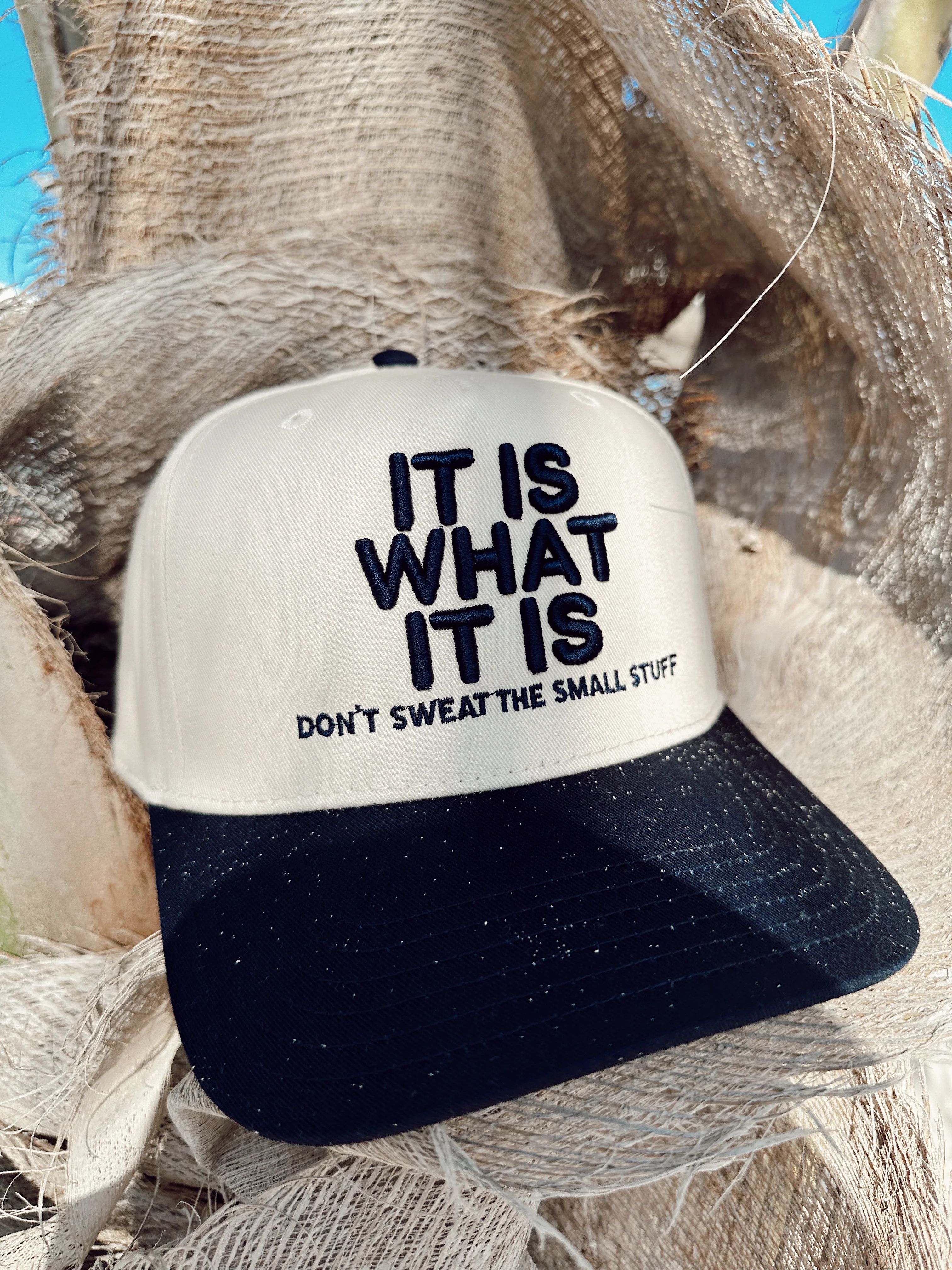 It Is What It Is - Navy Vintage Trucker Hat | KenzKustomz