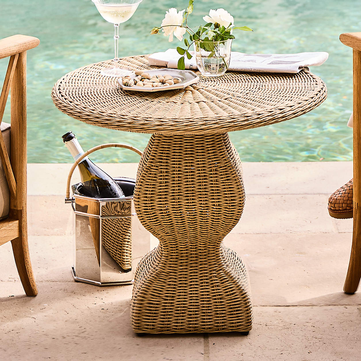 The Felix Wicker Outdoor Accent Table by Jake Arnold + Reviews | Crate & Barrel | Crate & Barrel