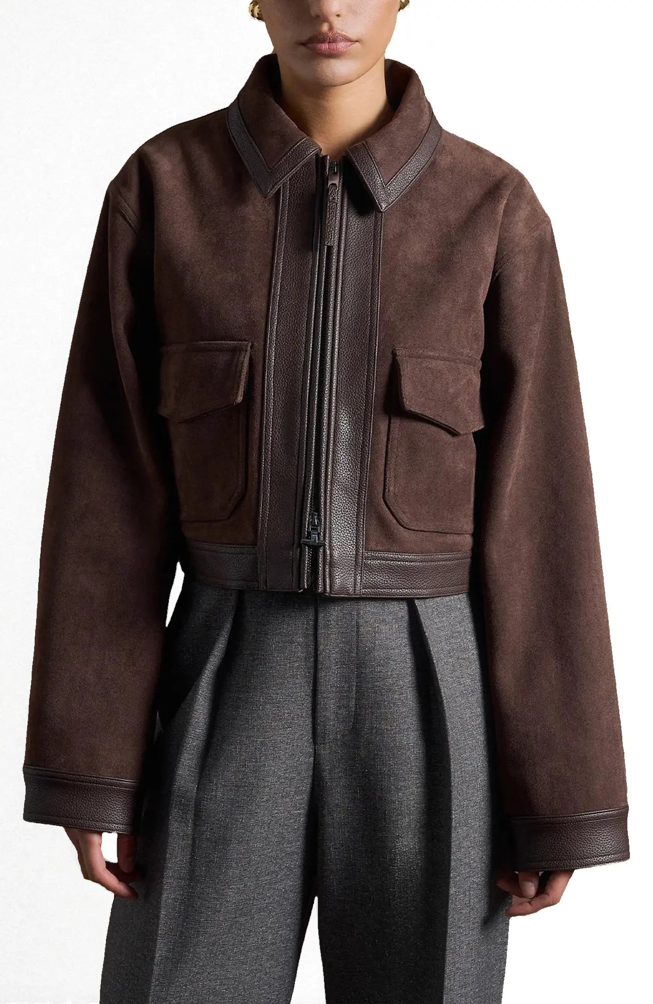 Manière De Voir Denise Suede & Pebbled Leather Jacket (Women) | Nordstrom | Nordstrom