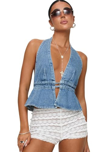Princess Polly Sequoia Denim Chambray Corset Crop Top | Amazon (US)
