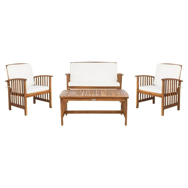 Safavieh Rocklin Outdoor Contemporary 4 Piece Living Set with Cushion - Walmart.com | Walmart (US)
