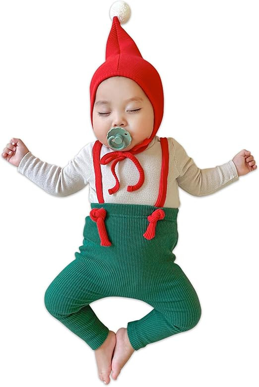 Orgaboo Baby Christmas Costume Set 0-18 Months Rudolph & Elf. Hat and Strapped Pants Stretchable ... | Amazon (US)