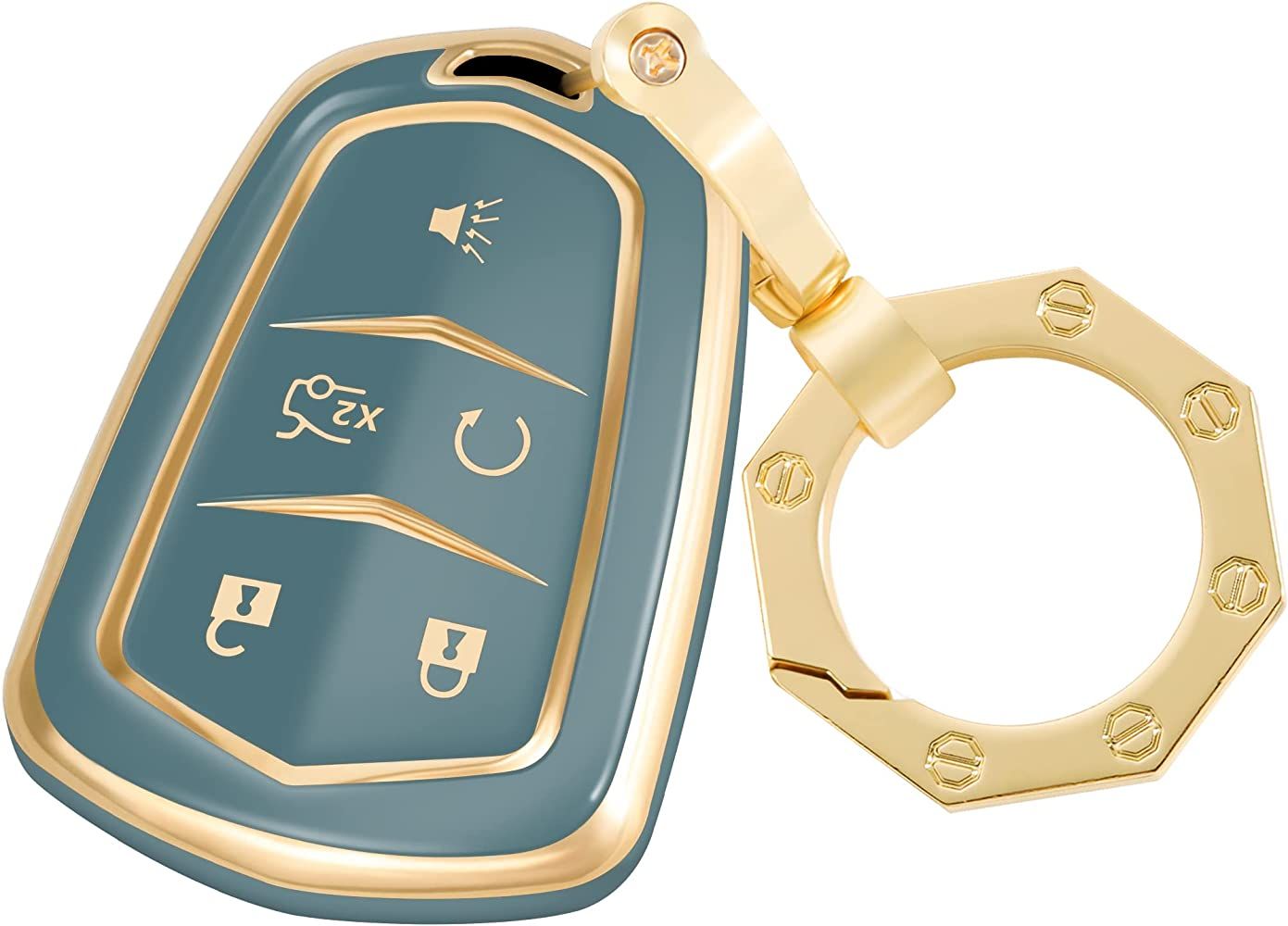 YHC for Cadillac Key Fob Cover Car Key Case Shell with Keychain fit 2015-2019 Cadillac Escalade C... | Amazon (US)