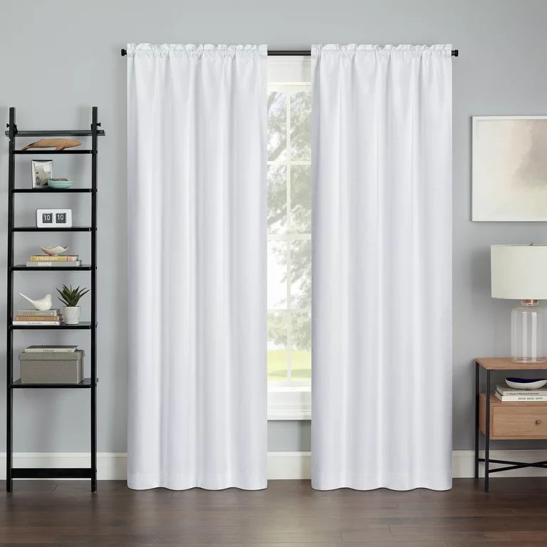 Eclipse Samara Solid Color Blackout Rod Pocket Single Curtain Panel, White, 42 x 84 | Walmart (US)
