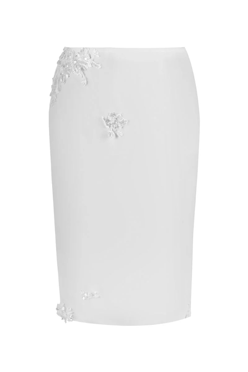 BELLE LACE KNEE-LENGTH SKIRT IN OFF WHITE | Stolen Stores | CULT MIA | CULT MIA UK LTD