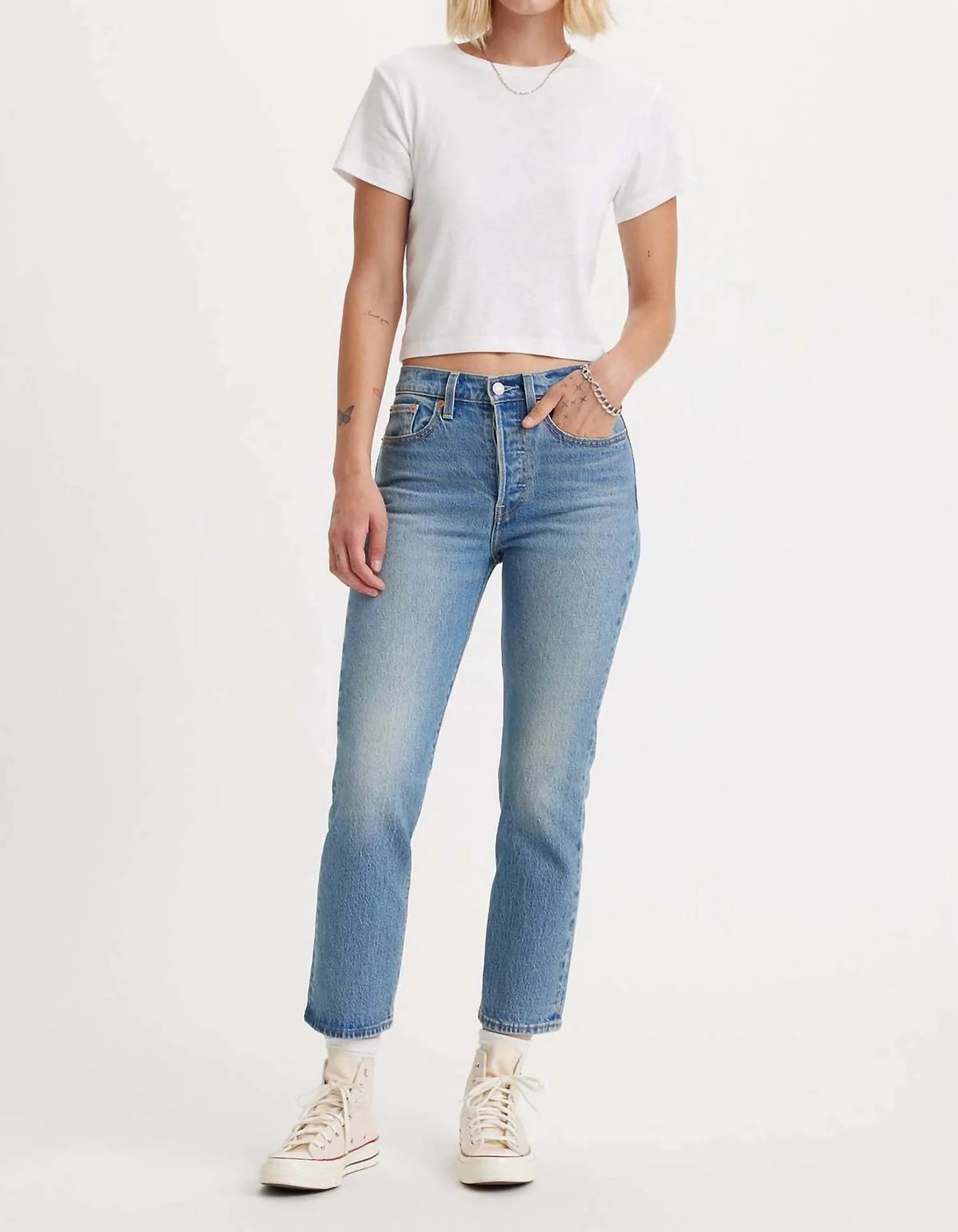 Wedgie Straight Jeans In Calling All Blues - Vintage Mid Wash | Shop Simon